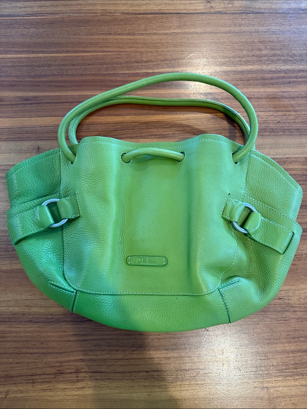 Cole Haan Village Pebbled Cinched Leather Double Strap Hobo Shoulder Purse Bag